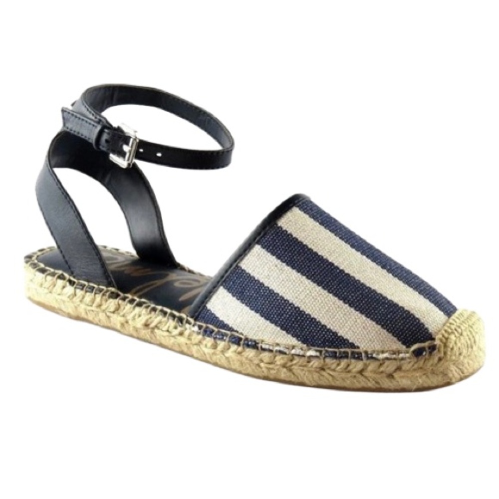 Sam Edelman Vivian Espadrille Sandals Navy Stripe Sz 6 Nautical Sailor Beach